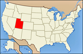 USA map showing location of Utah